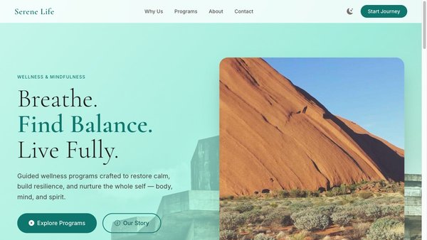 Serene Life: Wellness Landing Page for Modern Brands
